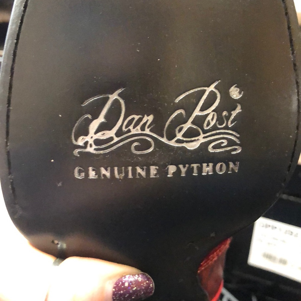 Dan Post Red Python Heeled Cowboy Boots - Picture 5 of 7